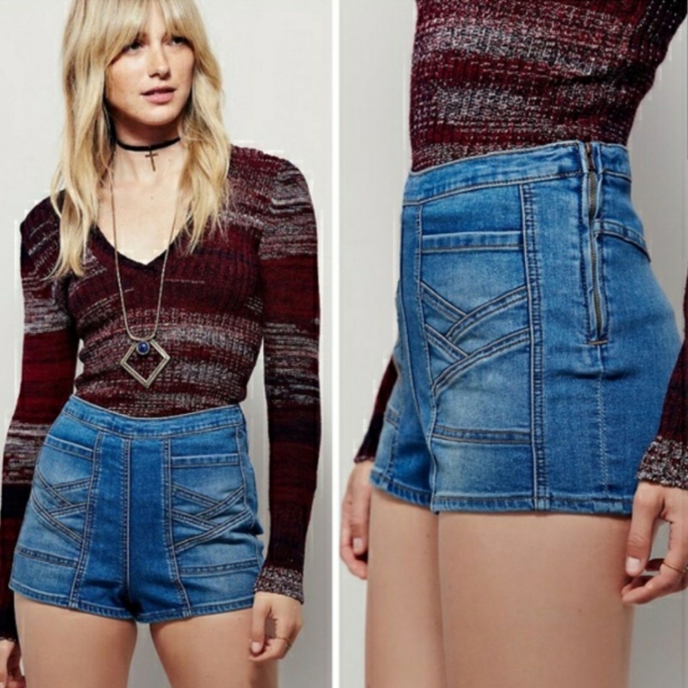 FREE PEOPLE Radar Love High Waist Denim Shorts 27 - Picture 10 of 11